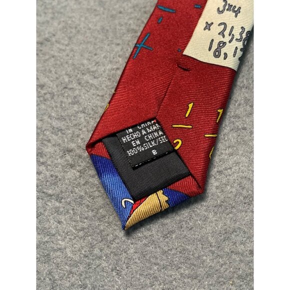 Save the Children Collection Math Themed Silk Tie Red Educational Geometry Desig - Picture 4 of 5